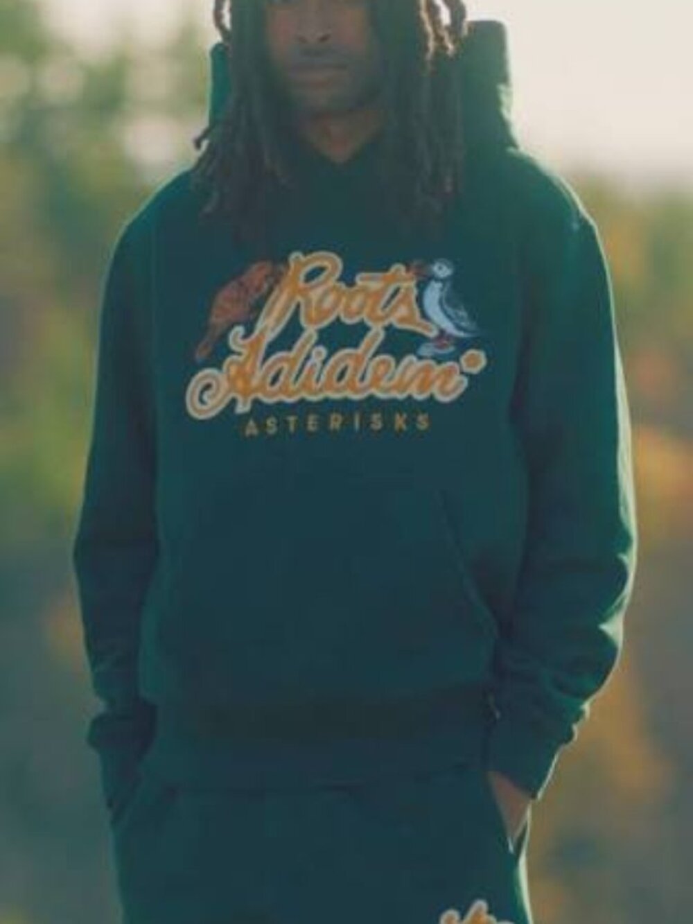 ROOTS x ADIDEM ASTERISKS GREEN Logo Hoodie Chenille Beaver & Bird